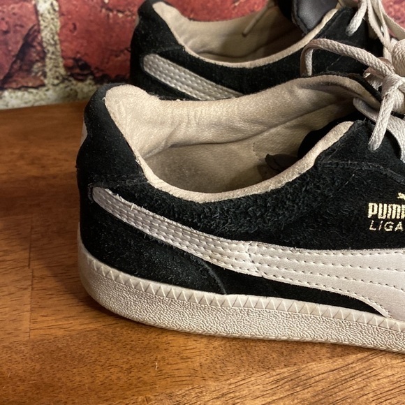Puma Liga Suede Black & White Leather Sneakers Size 7.5 - Picture 4 of 14